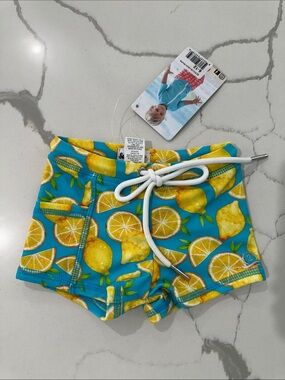 SwimZip Kids Euro Swim Shorties lemons NWT